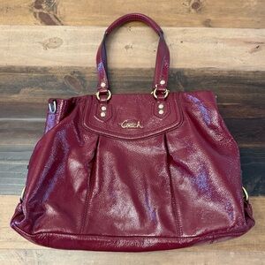 Coach Ashley Carryall Deep Red Leather Tote